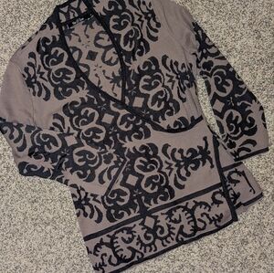 NIC+ZOE Black and Light Brown Patterned Blouse Top